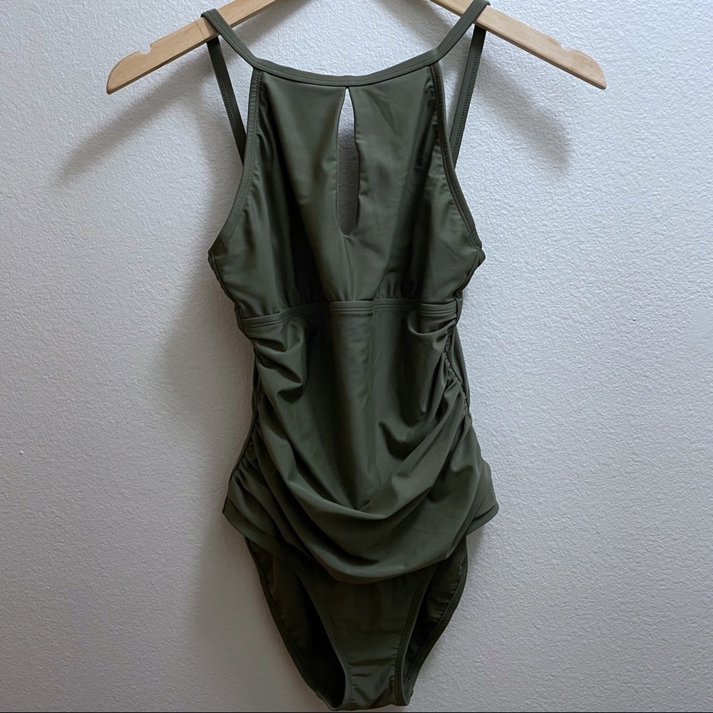 Ellen Tracy 6 One Piece Olive Swimsuit